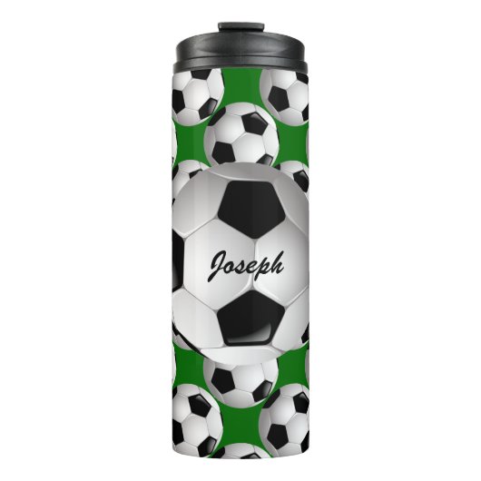 Gepersonaliseerd Voetbal op Football Patroon Thermosbeker (Voorkant)