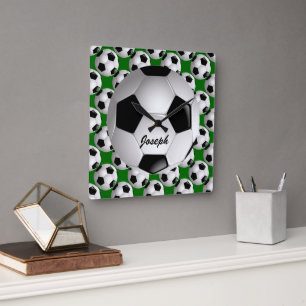 Gepersonaliseerd Voetbal op Football Patroon Vierkante Klok