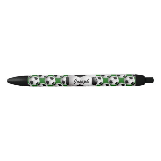 Gepersonaliseerd Voetbal op Football Patroon Zwarte Inkt Pen (Voorkant)
