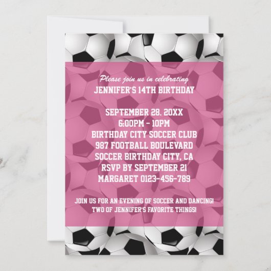 Gepersonaliseerd Voetbal Patroon v2 Roze verjaarda Kaart (Achterkant)