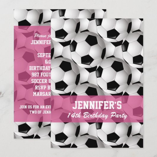 Gepersonaliseerd Voetbal Patroon v2 Roze verjaarda Kaart (Voorkant / Achterkant)