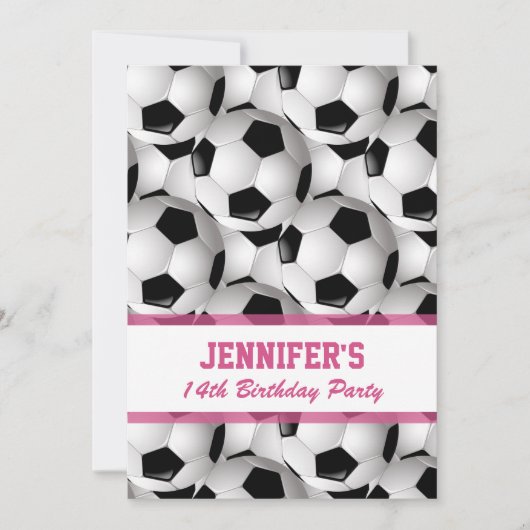 Gepersonaliseerd Voetbal Patroon v3 Roze verjaarda Kaart (Voorkant)