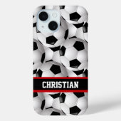 Gepersonaliseerd Voetbal Patroon zwart rood wit Case-Mate iPhone Case (Achterkant)