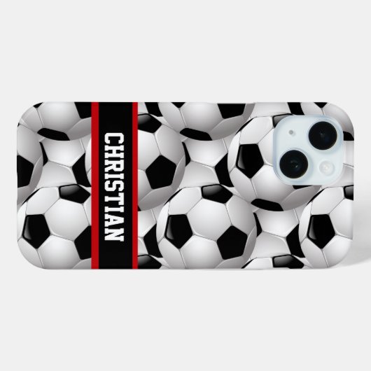 Gepersonaliseerd Voetbal Patroon zwart rood wit Case-Mate iPhone Case (Achterkant (horizontaal))