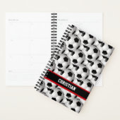 Gepersonaliseerd Voetbal Patroon zwart rood wit Planner (Display)