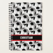 Gepersonaliseerd Voetbal Patroon zwart rood wit Planner (Voorkant)