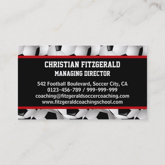 Gepersonaliseerd Voetbal Patroon zwart rood wit Visitekaartje (Achterkant)
