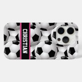Gepersonaliseerd Voetbal Patroon zwart roze wit Case-Mate iPhone Case (Achterkant (horizontaal))