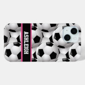 Gepersonaliseerd Voetbal Patroon zwart roze wit Case-Mate iPhone Case (Achterkant (horizontaal))