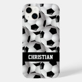Gepersonaliseerd Voetbal Patroon zwart wit Case-Mate iPhone Case (Achterkant)