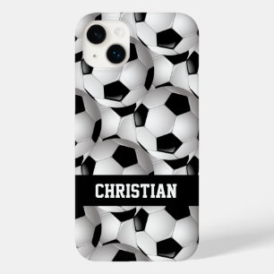 Gepersonaliseerd Voetbal Patroon zwart wit Case-Mate iPhone 14 Plus Hoesje