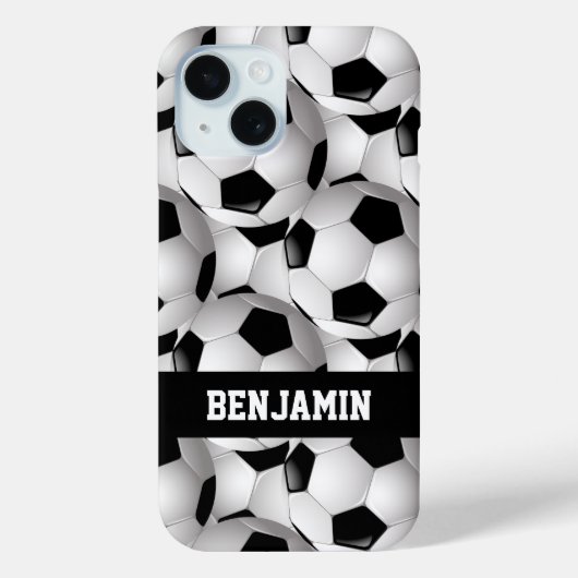 Gepersonaliseerd Voetbal Patroon zwart wit Case-Mate iPhone Case (Achterkant)