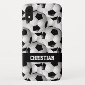 Gepersonaliseerd Voetbal Patroon zwart wit Case-Mate iPhone Case (Achterkant)