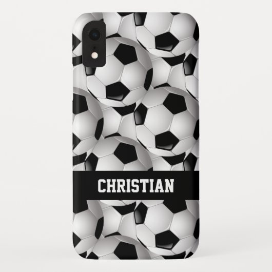 Gepersonaliseerd Voetbal Patroon zwart wit Case-Mate iPhone Case (Achterkant)