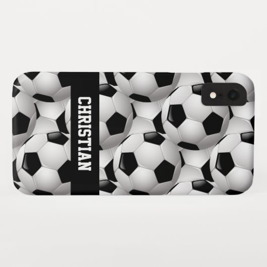 Gepersonaliseerd Voetbal Patroon zwart wit Case-Mate iPhone Case (Achterkant (horizontaal))