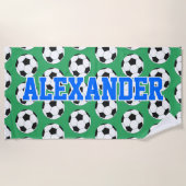 Gepersonaliseerd Voetbal Pattern Green Strandlaken (Voorkant)