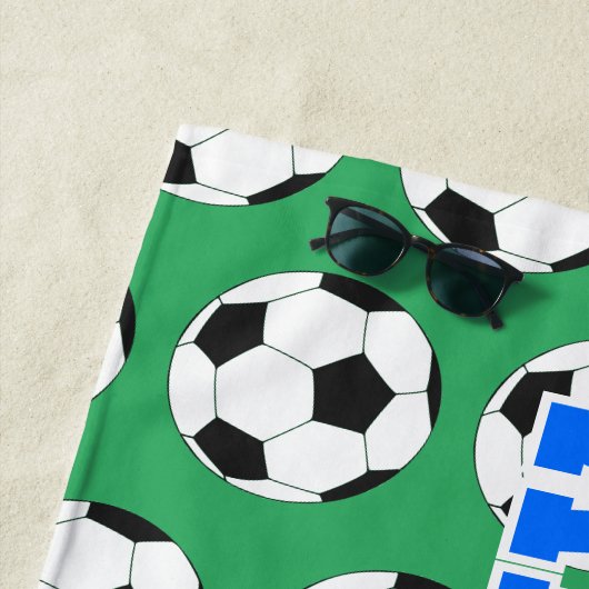 Gepersonaliseerd Voetbal Pattern Green Strandlaken (In situ)