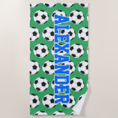 Gepersonaliseerd Voetbal Pattern Green Strandlaken (Voorkant)