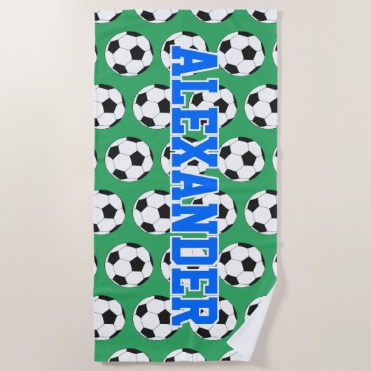 Gepersonaliseerd Voetbal Pattern Green Strandlaken (Voorkant)