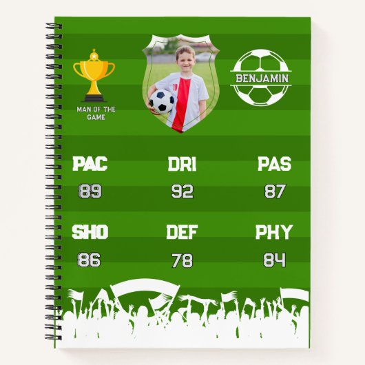 Gepersonaliseerd voetbalcadeau voor kinderen, aang notitieboek (Voorkant)