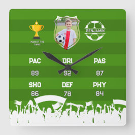 Gepersonaliseerd voetbalcadeau voor kinderen, aang vierkante klok