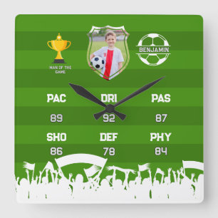 Gepersonaliseerd voetbalcadeau voor kinderen, aang vierkante klok