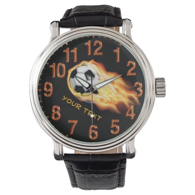 GEPERSONALISEERD Voetbalhorloge met JOUW TEKST Horloge (Voorkant)