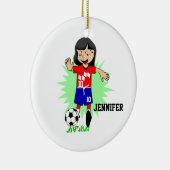 Gepersonaliseerd voetbalmeisje keramisch ornament (Rechts)