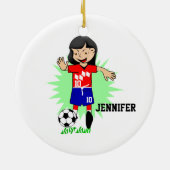 Gepersonaliseerd voetbalmeisje keramisch ornament (Achterkant)