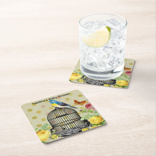 Gepersonaliseerd Vogel & Vlinder Papier Drink Onde Kartonnen Onderzetters (Insitu)