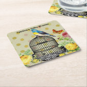 Gepersonaliseerd Vogel & Vlinder Papier Drink Onde Kartonnen Onderzetters (Schuin)