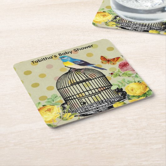 Gepersonaliseerd Vogel & Vlinder Papier Drink Onde Kartonnen Onderzetters (Schuin)