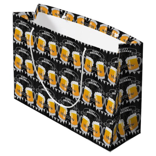 Gepersonaliseerd vogelkarton bier groot cadeauzakje (Achterkant Gekanteld)