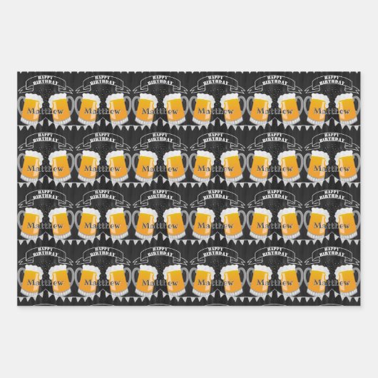 Gepersonaliseerd vogelkarton bier inpakpapier vel (Voorkant)