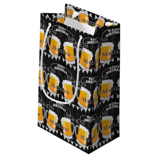 Gepersonaliseerd vogelkarton bier klein cadeauzakje (Achterkant Gekanteld)