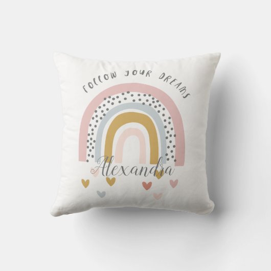 Gepersonaliseerd Volg je droomroze regenboognaam Kussen (Achterkant)