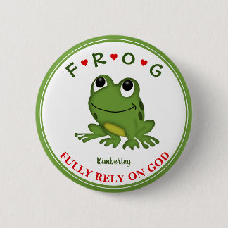 Gepersonaliseerd volledig vertrouwen op God Kikker Ronde Button 5,7 Cm