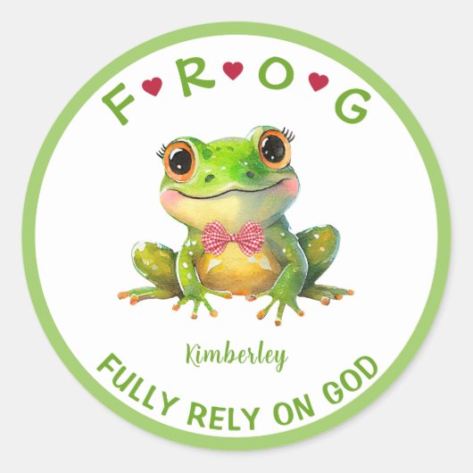 Gepersonaliseerd volledig vertrouwen op God Kikker Ronde Sticker (Voorkant)