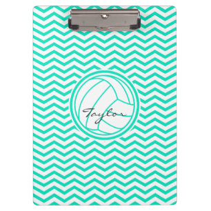 Gepersonaliseerd volleybal; Aqua Green Chevron Klembord