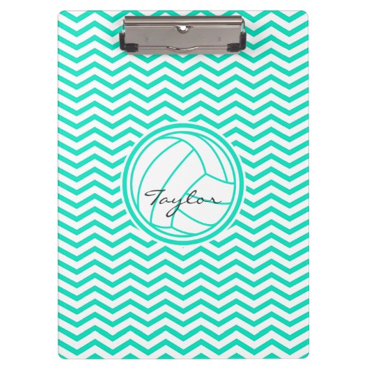 Gepersonaliseerd volleybal; Aqua Green Chevron Klembord (Voorkant)