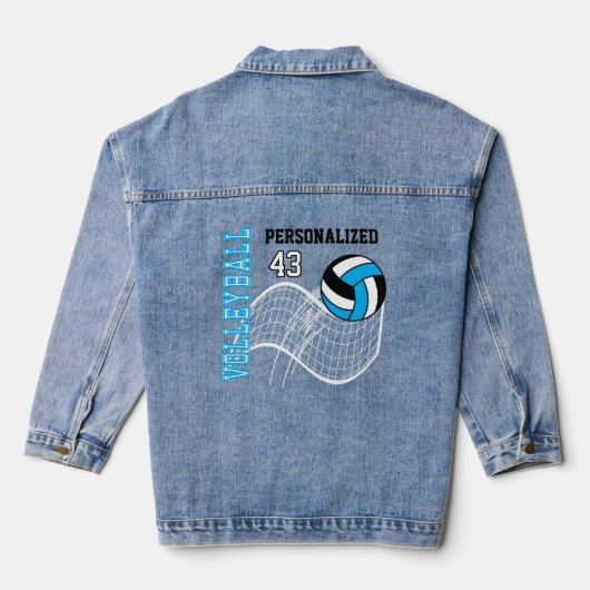 Gepersonaliseerd volleybal - Baby Blauw Denim Jacket (Achterkant)