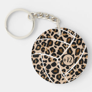 Gepersonaliseerd Volleybal cadeau idee, luipaard Sleutelhanger