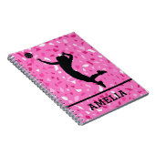 Gepersonaliseerd volleybal- en roze terrazzo-patro notitieboek (Rechterzijde)