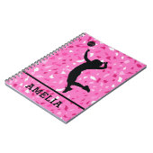 Gepersonaliseerd volleybal- en roze terrazzo-patro notitieboek (Linkerzijde)