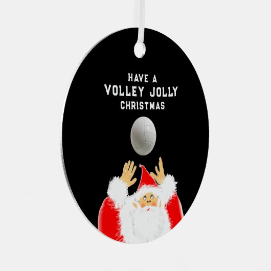 gepersonaliseerd volleybal Kerstmis Metalen Ornament (Voorkant Rechts)