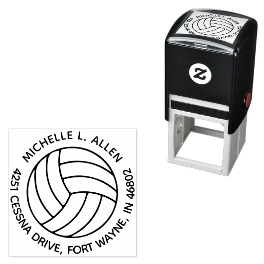 Gepersonaliseerd Volleybal Ronde Terugkeer Adres Zelfinktende Stempel (In situ)