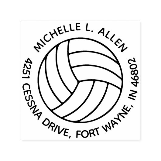 Gepersonaliseerd Volleybal Ronde Terugkeer Adres Zelfinktende Stempel (Design)