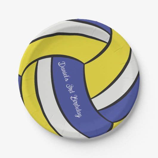 Gepersonaliseerd volleybal verjaardagsthema papieren bordje (Voorkant)