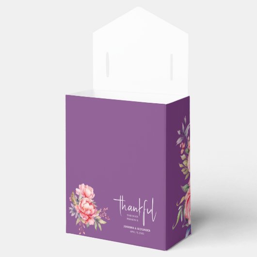 Gepersonaliseerd voor altijd dankbaar roze pioen b bedankdoosjes (Geopend)