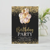 Gepersonaliseerd voor Birthday Party Gold en Black Kaart (Staand voorkant)